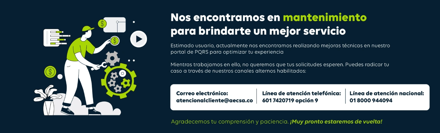 El módulo de PQRs actualmente está en mantenimiento